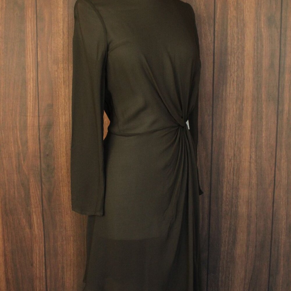 Anine Bing New With Tags Black Dress, Sz Small, Silk Chiffon, Asymmetrical Hem - Picture 5 of 12